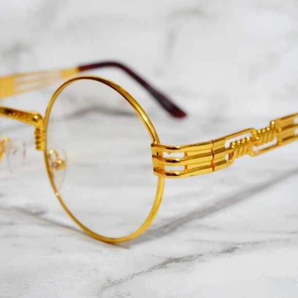 Clear Gold Round Sunglasses - Picture 1 of 7